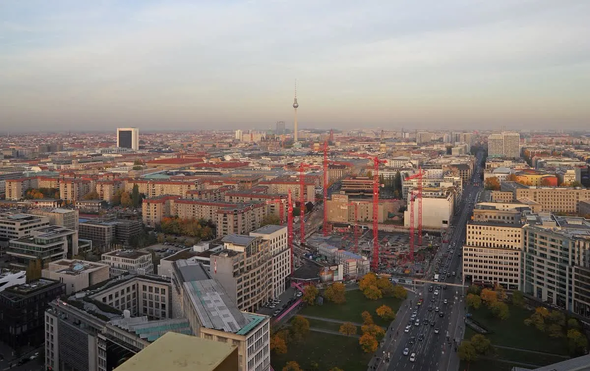 Vue sur Berlin depuis le Panoramapunkt, tour Kollhoff