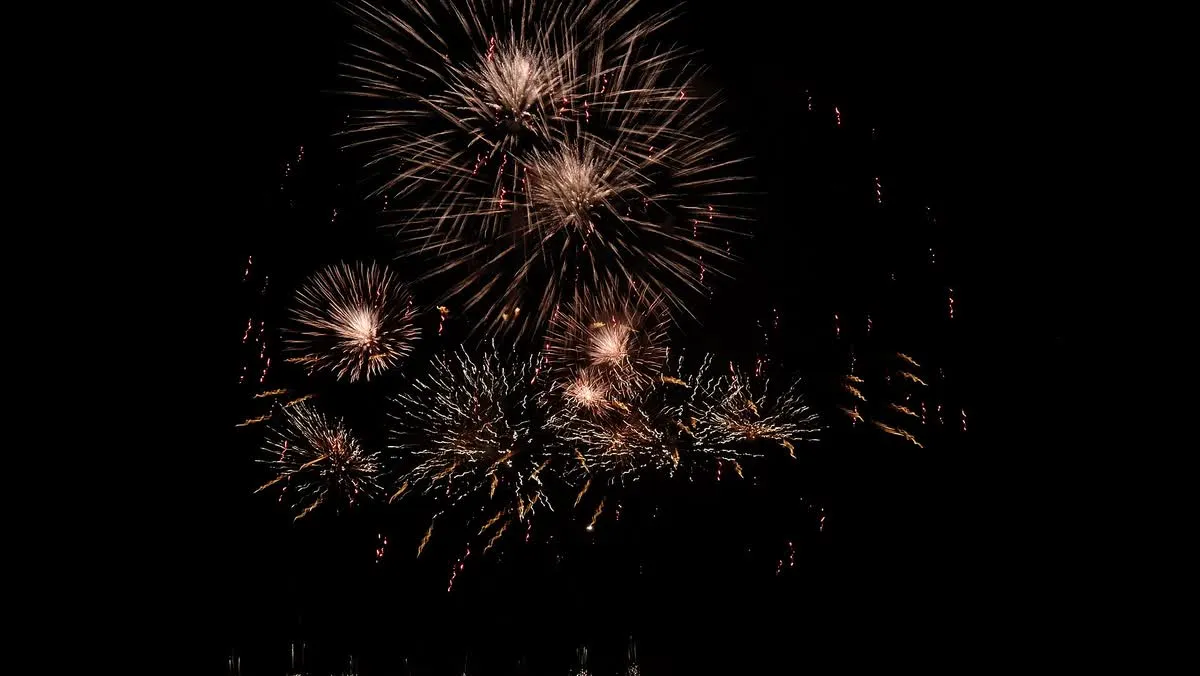 Feux d'artifice tirés au-dessus du Maifeld, pendant la Pyronale à Berlin